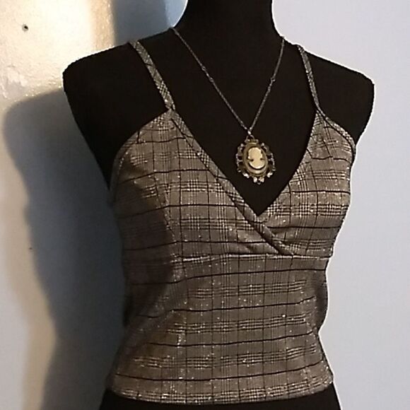 OBJEX Silver Plaid Sparkle Croptop - Picture 12 of 12